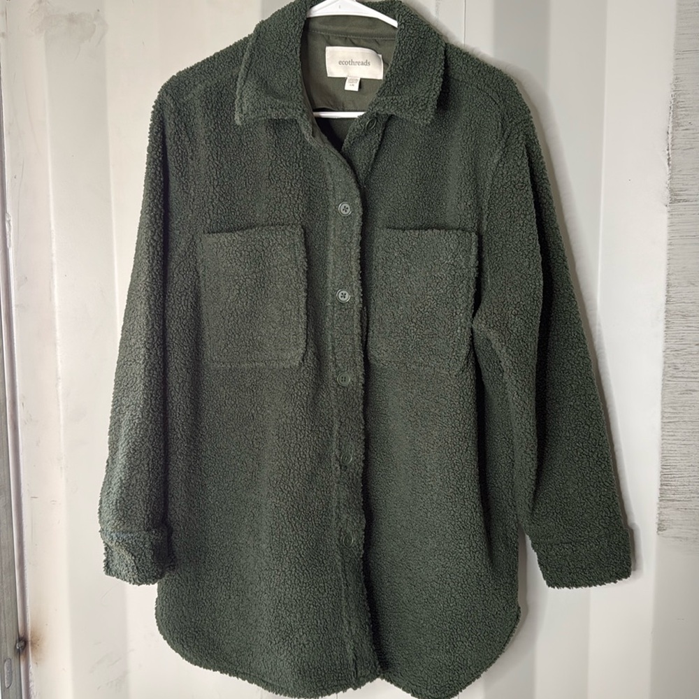 Forest green fleece button up